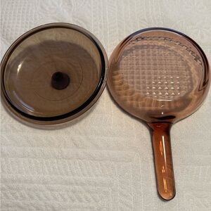 Vintage Pyrex Corning USA Visions 7in Skillet with Lid Waffle Bottom
